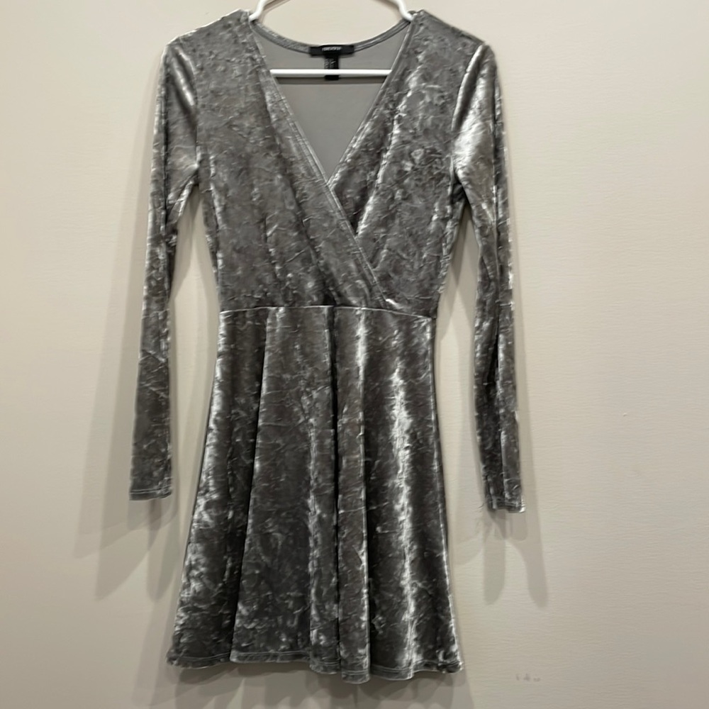 forever 21 grey velvet mini dress